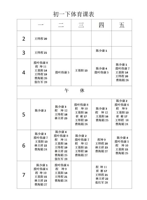 2022-2023第二学期初二体育总课表-体育-南京师范大学附属中学树人学校