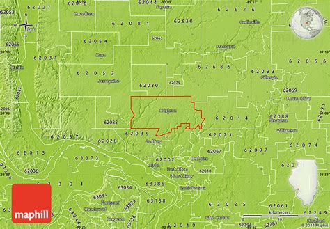 Physical Map of ZIP Code 62012