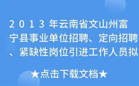 2013年云南省文山州富宁县事业单位招聘、定向招聘、紧缺性岗位引进工作人员拟聘人员名单