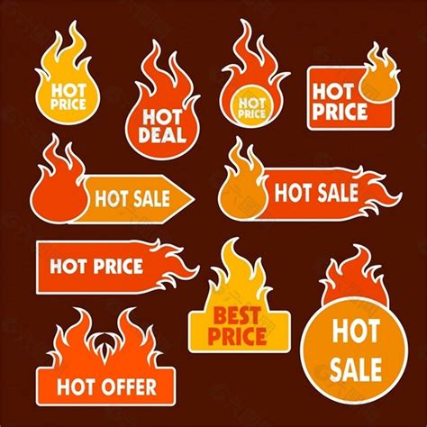 销售徽章收集孤立的火与热风格自由向量设计元素素材免费下载(图片编号:8125390)-六图网