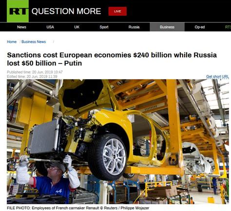 普京：反俄制裁使俄损失500亿美元，欧洲经济却损失2400亿