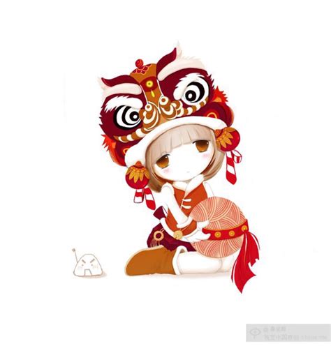 舞狮头像古风女生动漫版