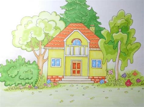 房子简笔画 儿童画房子图片 彩色色彩搭配和绘画步骤画法教程[ 图片/9P ] - 才艺君