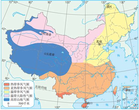 中国气候类型示意图_中国地理地图_初高中地理网