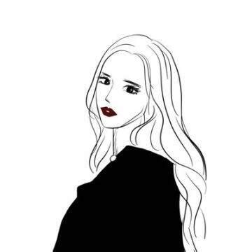 手绘女生黑白温柔头像