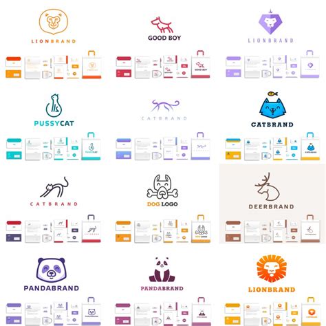 15套 动物企业VI套装熊猫狗狗马鱼猫猴子LOGO标志AI矢量素材XD561-淘宝网