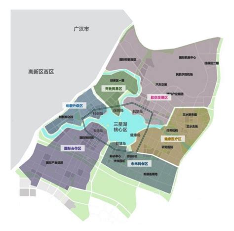 几张德阳高新区东区规划图，东区的功能分区，路网都是以三星湖为核心进行布局 - 城市论坛 - 天府社区