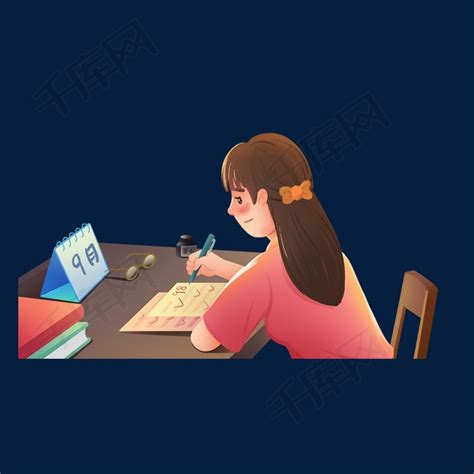 开学季女生趴在桌子上写作业人物素材图片免费下载-千库网