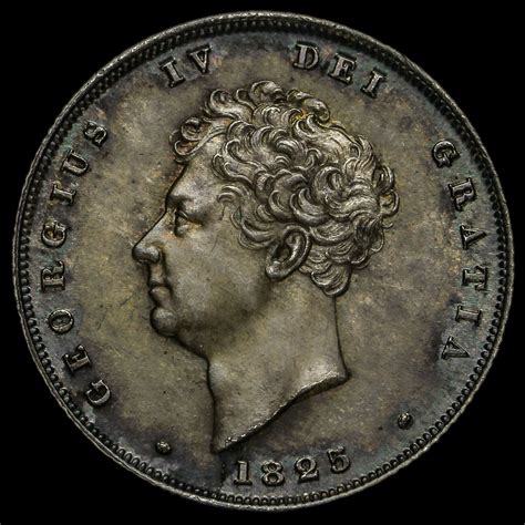 1825 George IV Bare Head Milled Silver Shilling, Uncirculated