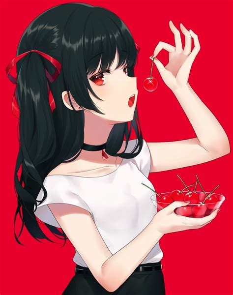 黑发红瞳女头图片