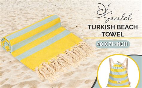 Amazon.com: Saulel Turkish Beach Towel 40 x 71-inch Oversized Beach ...