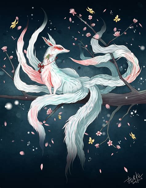 女生头像九尾狐古风插画