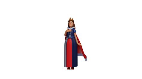 3D illustration. Surprised Queen 3D cartoon character. The beautiful ...