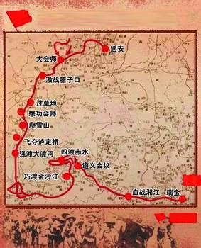 中央红军长征简易手绘路线图