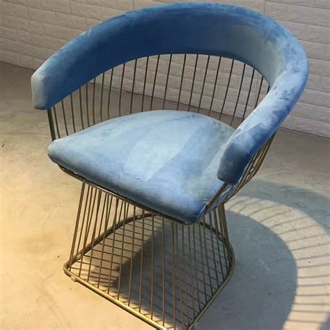 现代简约ins风不锈钢电镀靠背布艺皮革休闲椅创意时尚接待椅