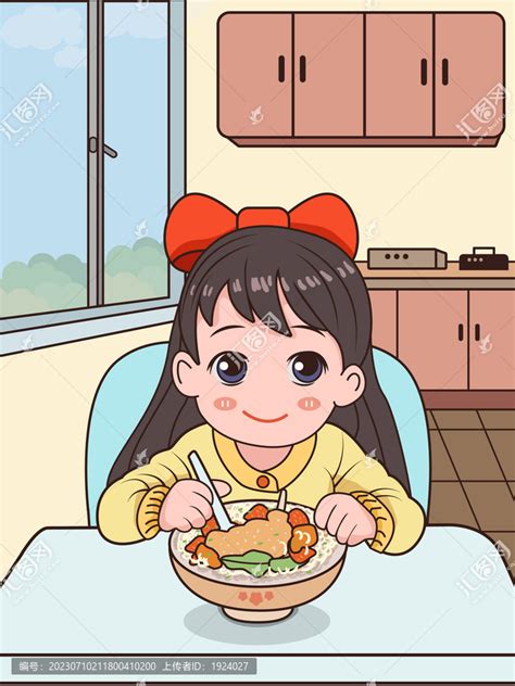 甜美女生吃饭头像动漫版