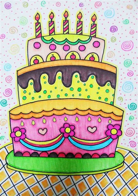 水彩画入门：简单的生日蛋糕水彩画画法-露西学画画