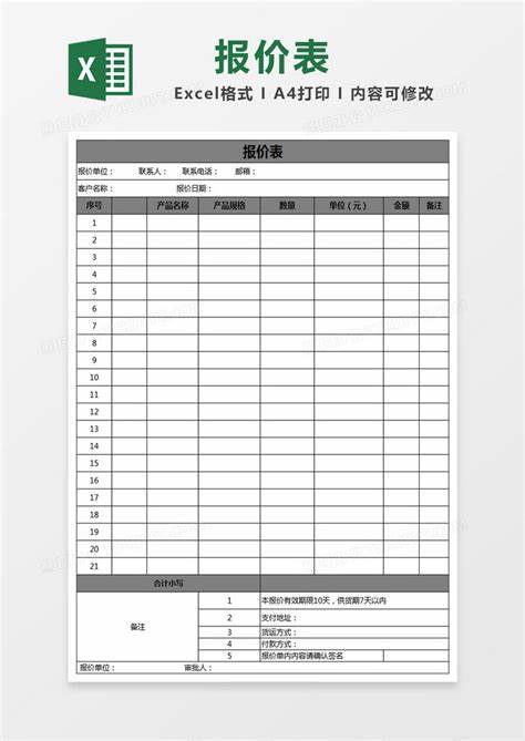 水电报价单一览表(水电电子版报价表)