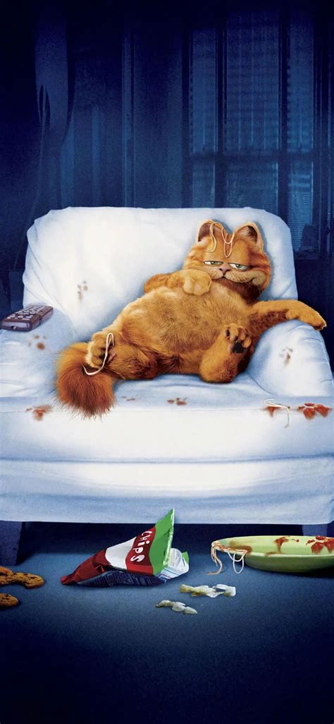 加菲猫葛优躺在沙发上手机壁纸 - 25H.NET壁纸库