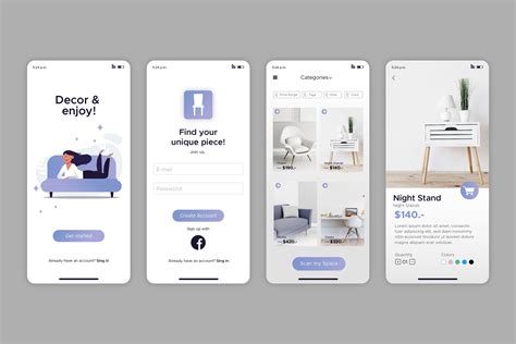 家具App应用界面UI设计套件 Furniture Mobile App – Uixasset – 设计小咖