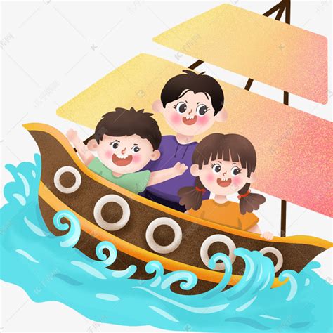 儿童节坐船儿童海上航行png免抠图素材图片免费下载-千库网
