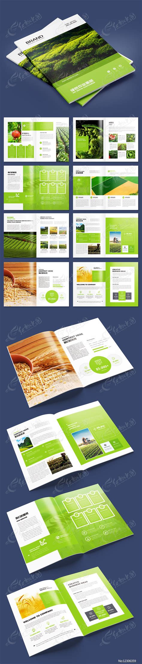 绿色农业画册整套模板素材-正版图片400174130-摄图网