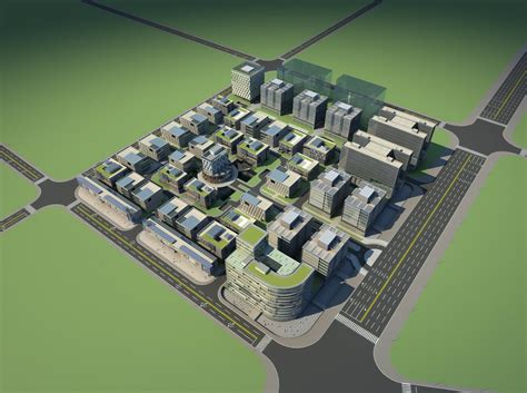 现代产业园区3dmax 模型下载-光辉城市