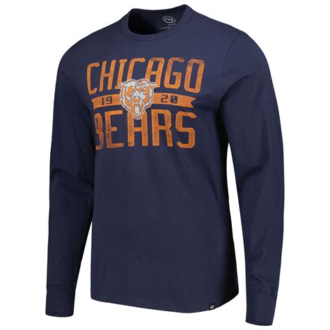 47ブランド メンズ Tシャツ Out Navy Brand Long Navy Sleeve Chicago Bears Men