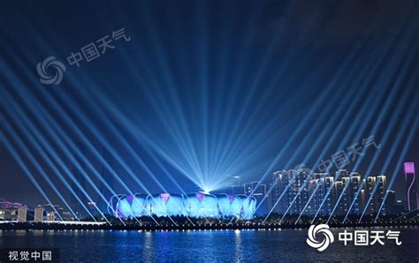 （杭州亚运会）杭州亚运会开幕式演练举行璀璨灯光秀点亮夜空_新华报业网