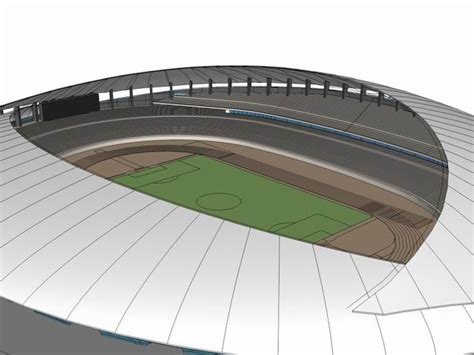 Sketchup体育馆模型|足球场，天津西青区体育中心，公建，现代风格-BIM建筑网