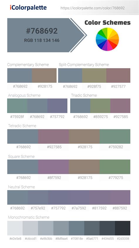 Pantone 7544 C Color | Hex color Code #768692 information | Hsl | Rgb ...