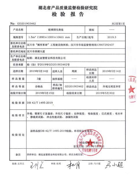 湖南省产商品质量监督检验研究院检验报告