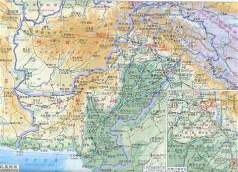 巴基斯坦地图地形版 - 巴基斯坦地图 - 地理教师网