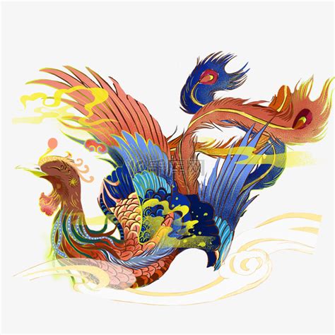 凤凰古典中国神兽红金素材图片免费下载-千库网