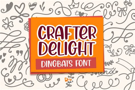 爱心元素围绕英文装饰字体 Crafter Delight Dingbats Font – 设计小咖