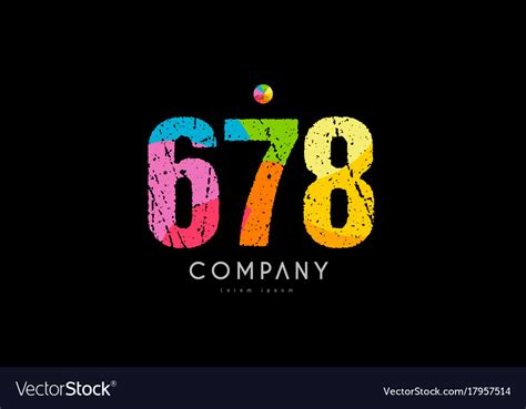 678 number grunge color rainbow numeral digit logo