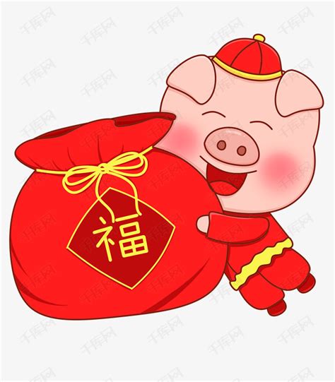 猪年新年2019农历新年金猪福袋红色喜气卡通免扣素材图片免费下载_高清psd_千库网(图片编号11439750)