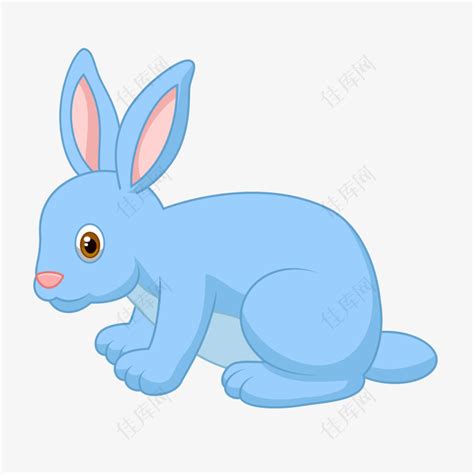 卡通蓝色的小兔子动物设计免抠元素素材图片免费下载-佳库网