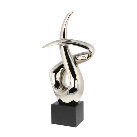Wrought Studio Overbury Black and Silver Ceramic Abstract Sculpture ...