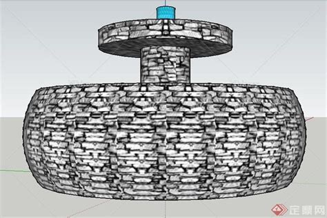 圆形两台水池景观设计SU模型[原创] - SketchUp模型库 - 毕马汇 Nbimer