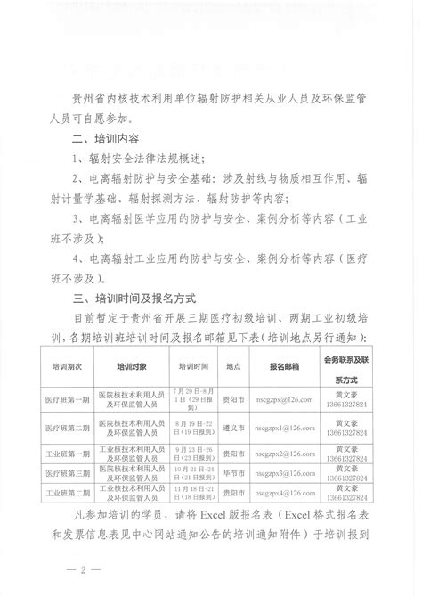 2019年贵州省辐射安全与防护工作人员初级培训计划