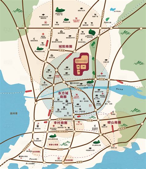 青岛城阳区商圈区位图AI广告设计素材海报模板免费下载-享设计