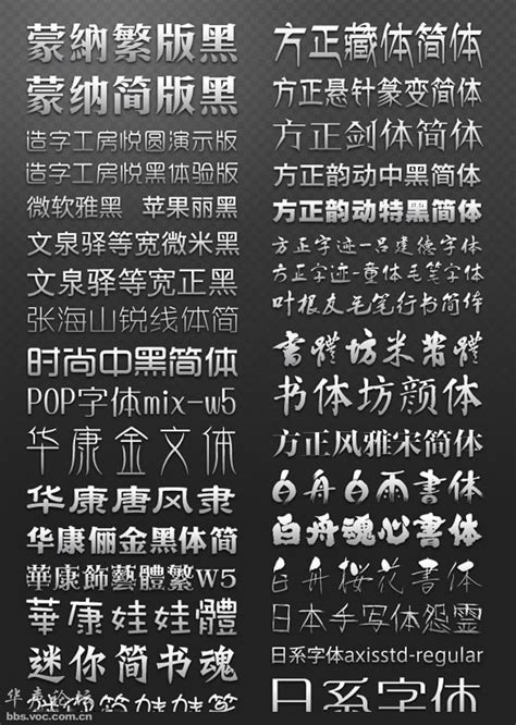 设计中常用到的中文字体 - 其它资源 - 华声论坛