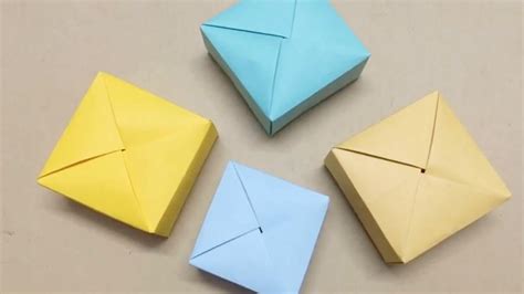 手工DIY：用彩纸折四方格小盒子收纳盒 小物件不再到处乱扔