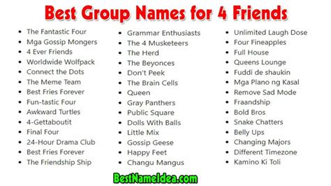 351+ Best, Unique & Cool 4 Friends Group Name for Girls & Boys