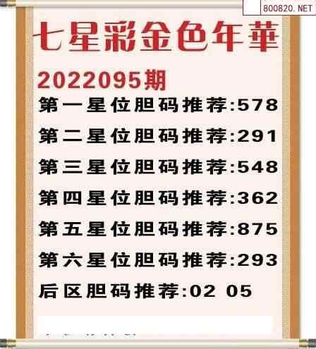 七星彩2022095期金色年华胆码推荐图迷_天齐网