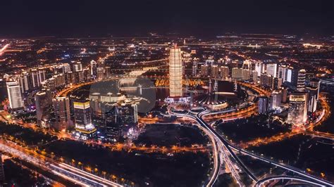 郑州CBD夜景鸟瞰图图片素材