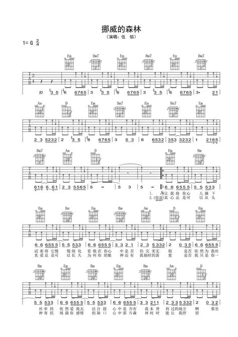 《挪威的森林》吉他谱C调_无需变调夹_简化前奏版弹唱教学教程