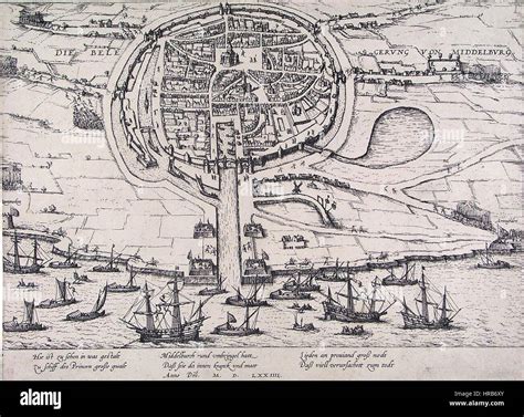 Siege of Middelburg - Beleg van Middelburg in 1574 (Frans Hogenberg Stock Photo - Alamy