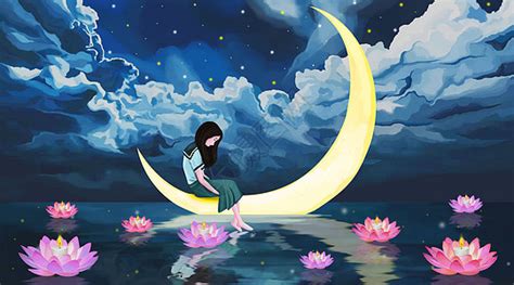温柔月亮头像女生图片